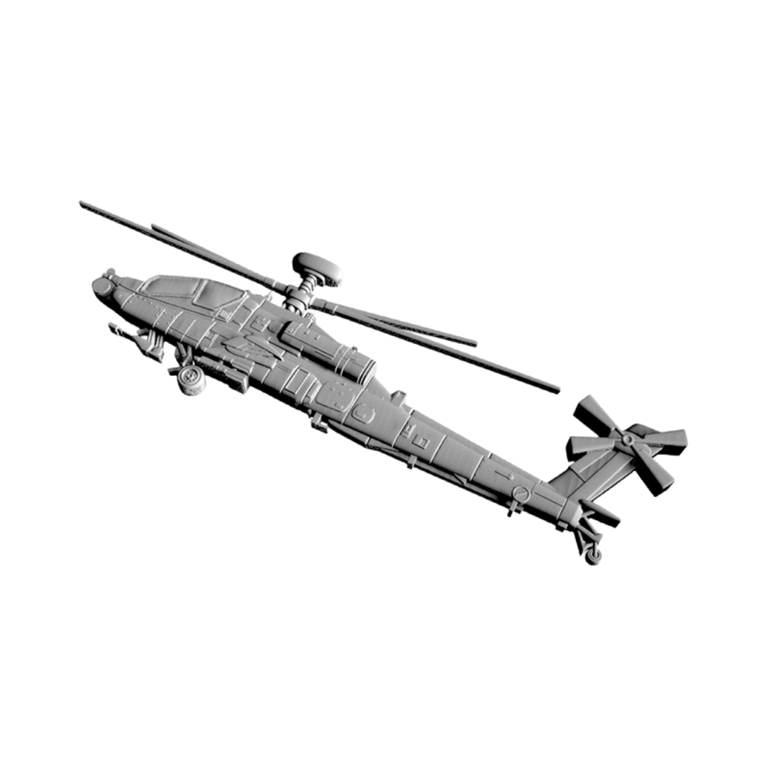 AH-64E Apache Helicopter detail view, ready for 3D printing and CNC routing