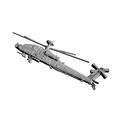 AH-64E Apache Helicopter detail view, ready for 3D printing and CNC routing