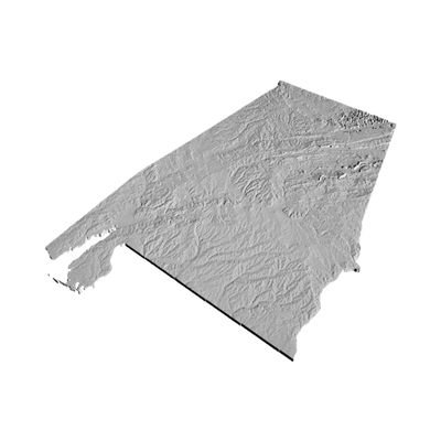 Alabama Terrain Map detail view, ready for 3D printing and CNC routing