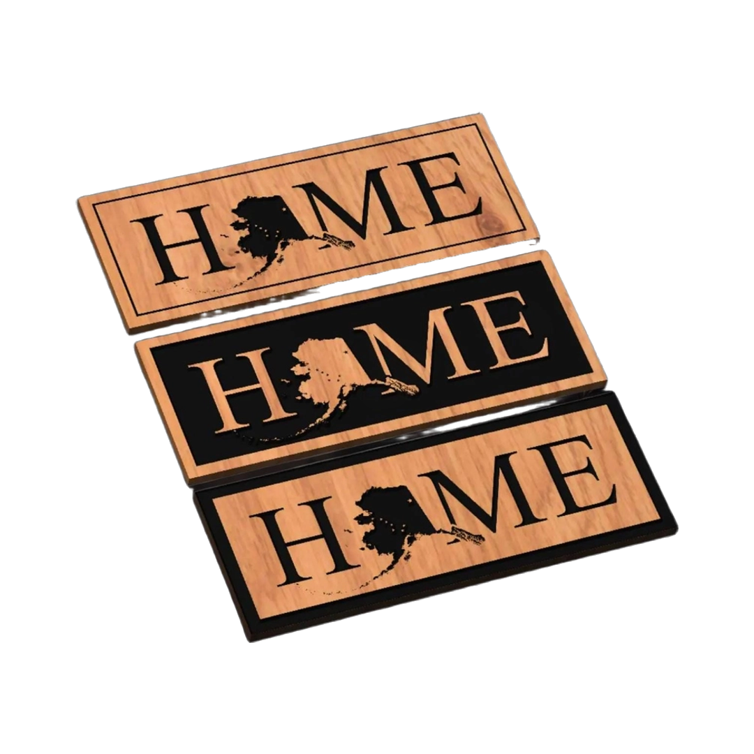 Alaska HOME Design SVG file for laser cutting and CNC routing, LightBurn and Vectric ready