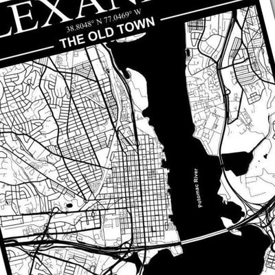 Alexandria Virginia City Map detail view, ready for laser cutting and CNC routing