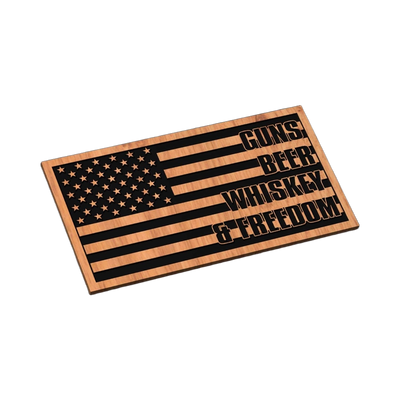 U.S. Flag Guns Beer Whiskey Freedom SVG file for laser cutting and CNC routing, LightBurn and Vectric ready