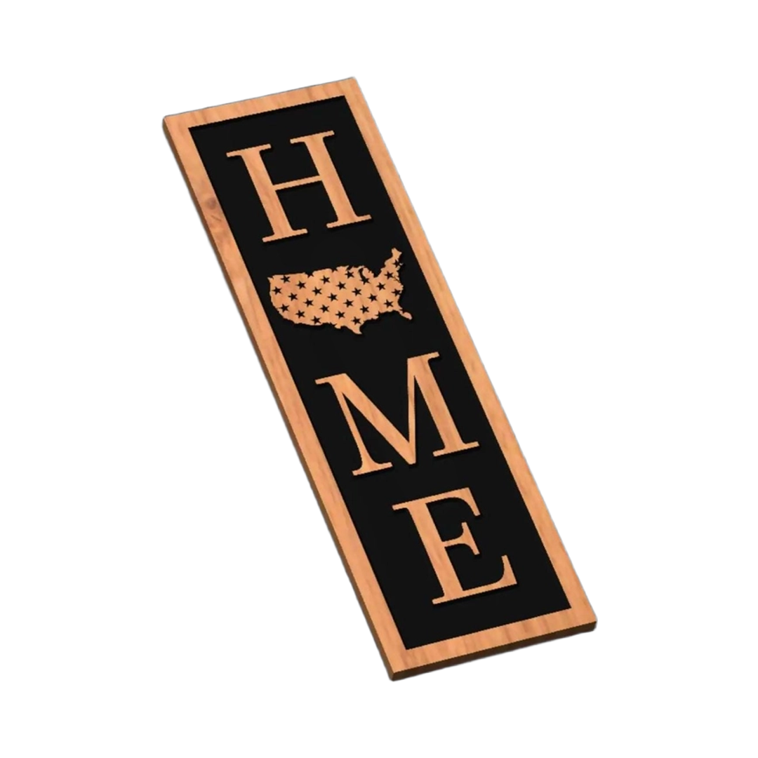 American Flag HOME Sign SVG file for laser cutting and CNC routing, LightBurn and Vectric ready
