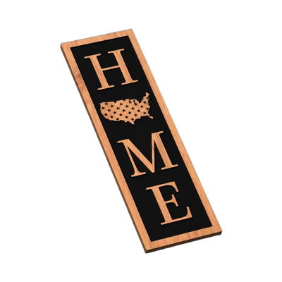 American Flag HOME Sign SVG file for laser cutting and CNC routing, LightBurn and Vectric ready