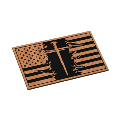 American Flag Nail Cross SVG file for laser cutting and CNC routing, LightBurn and Vectric ready