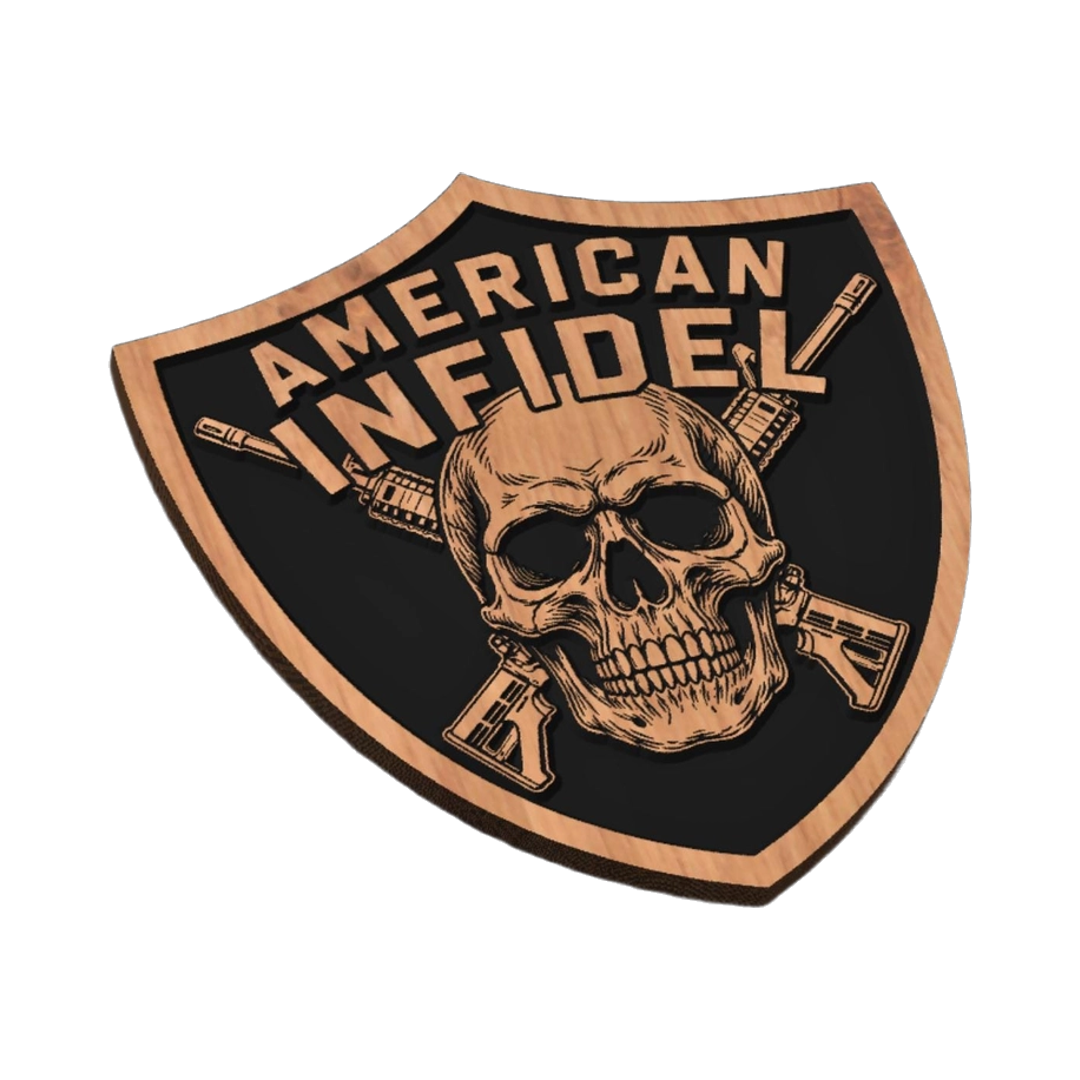 American Infidel Skull SVG file for digital crafting, LightBurn and Vectric ready