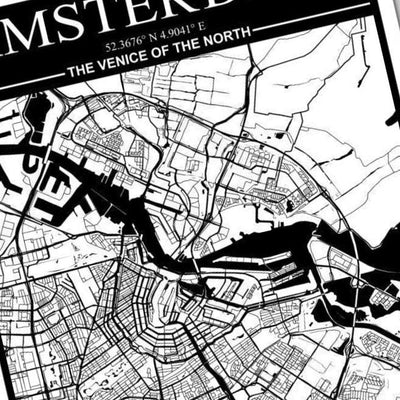 Amsterdam, Netherlands City Map detail view, ready for laser cutting and CNC routing