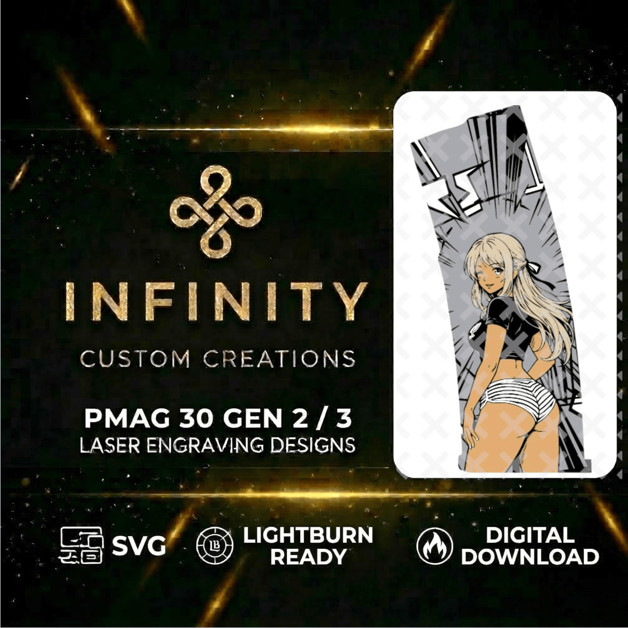 Anime Rear Guard MAG Laser Engraving SVG file for digital crafting, LightBurn and Vectric ready