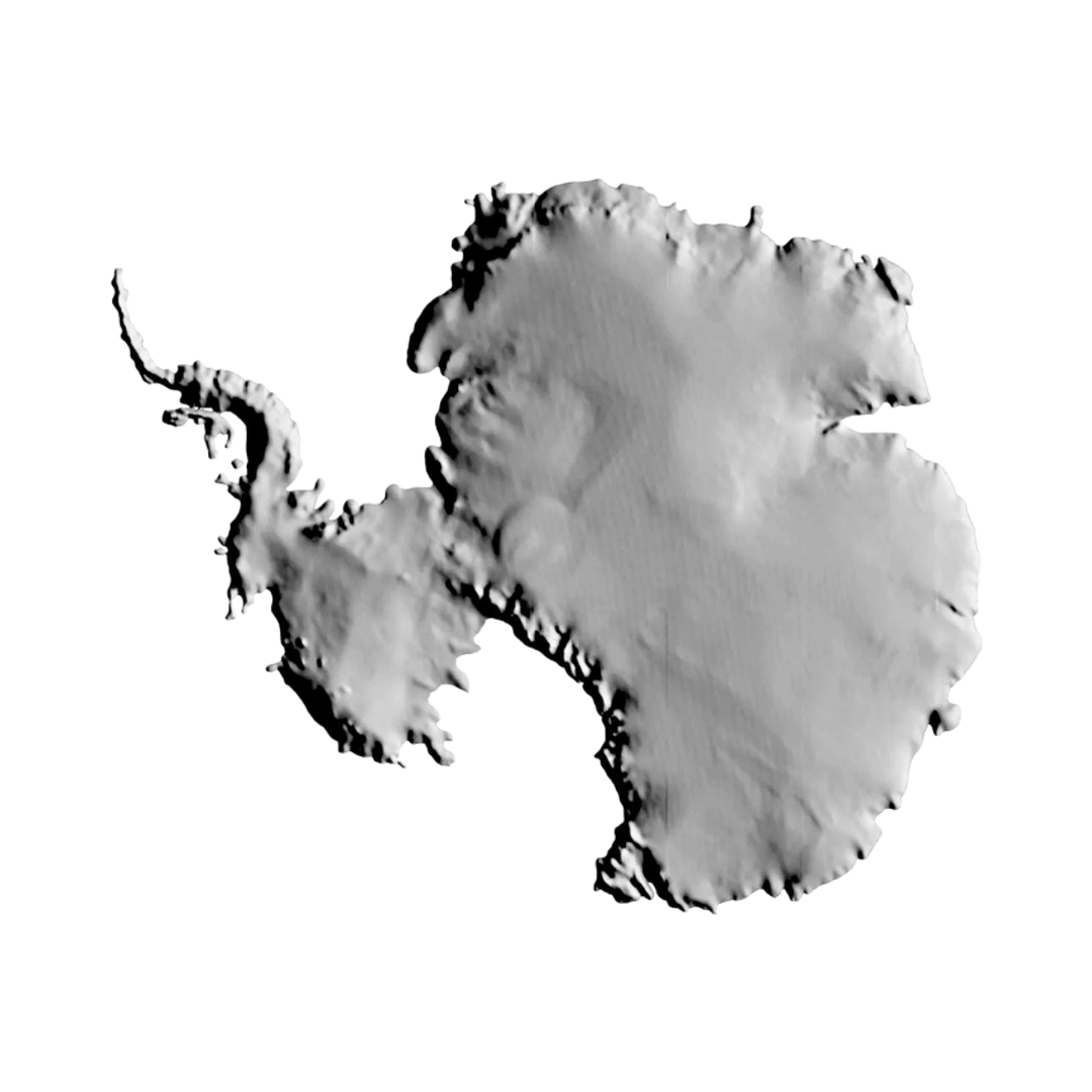 Antarctica Terrain Map STL file for 3D printing and CNC routing, LightBurn and Vectric ready