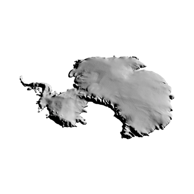 Antarctica Terrain Map detail view, ready for 3D printing and CNC routing