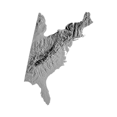 Appalachian Mountains Terrain Map STL file for 3D printing and CNC routing, LightBurn and Vectric ready