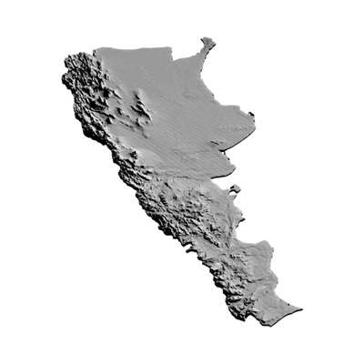 Argentina Terrain Map detail view, ready for 3D printing and CNC routing