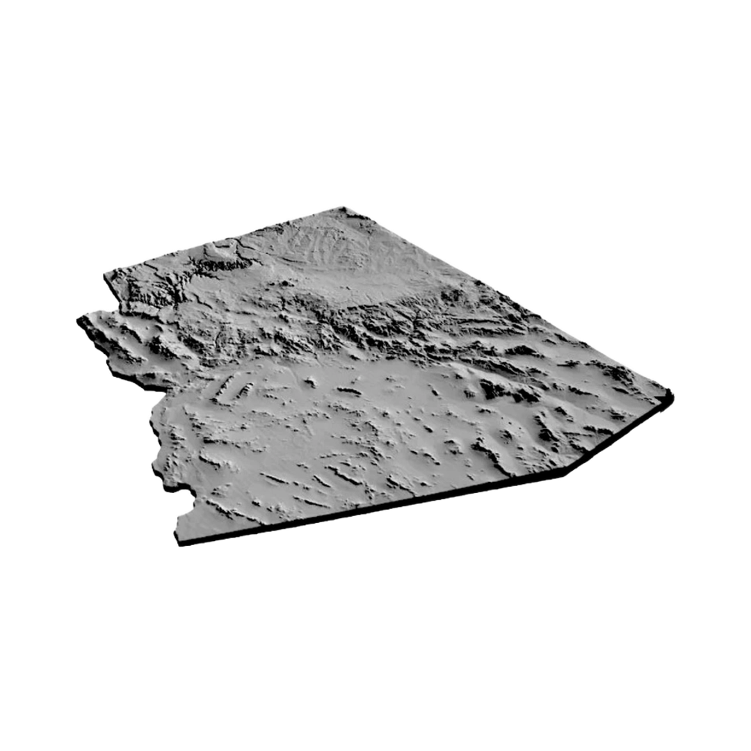 Arizona Terrain Map detail view, ready for 3D printing and CNC routing