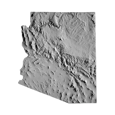 Arizona Terrain Map STL file for 3D printing and CNC routing, LightBurn and Vectric ready