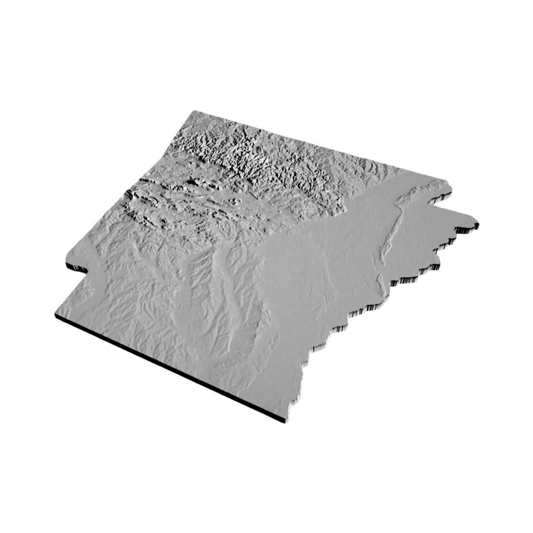 Arkansas Terrain Map design preview, us states
