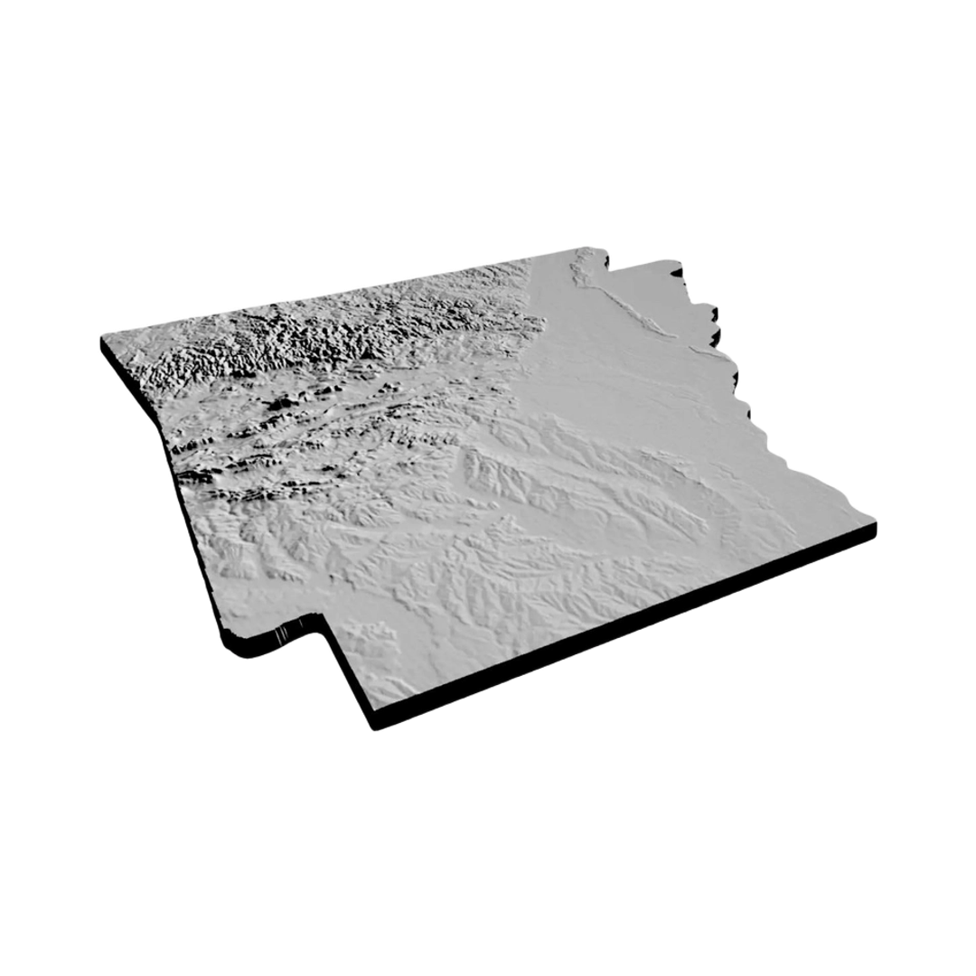 Arkansas Terrain Map detail view, ready for 3D printing and CNC routing