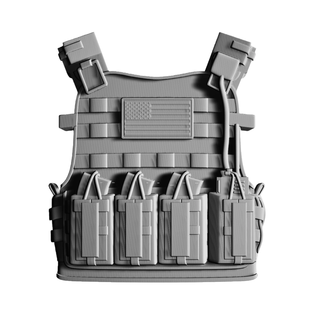 Armored Vest With U.S. Flag STL file for digital crafting, LightBurn and Vectric ready