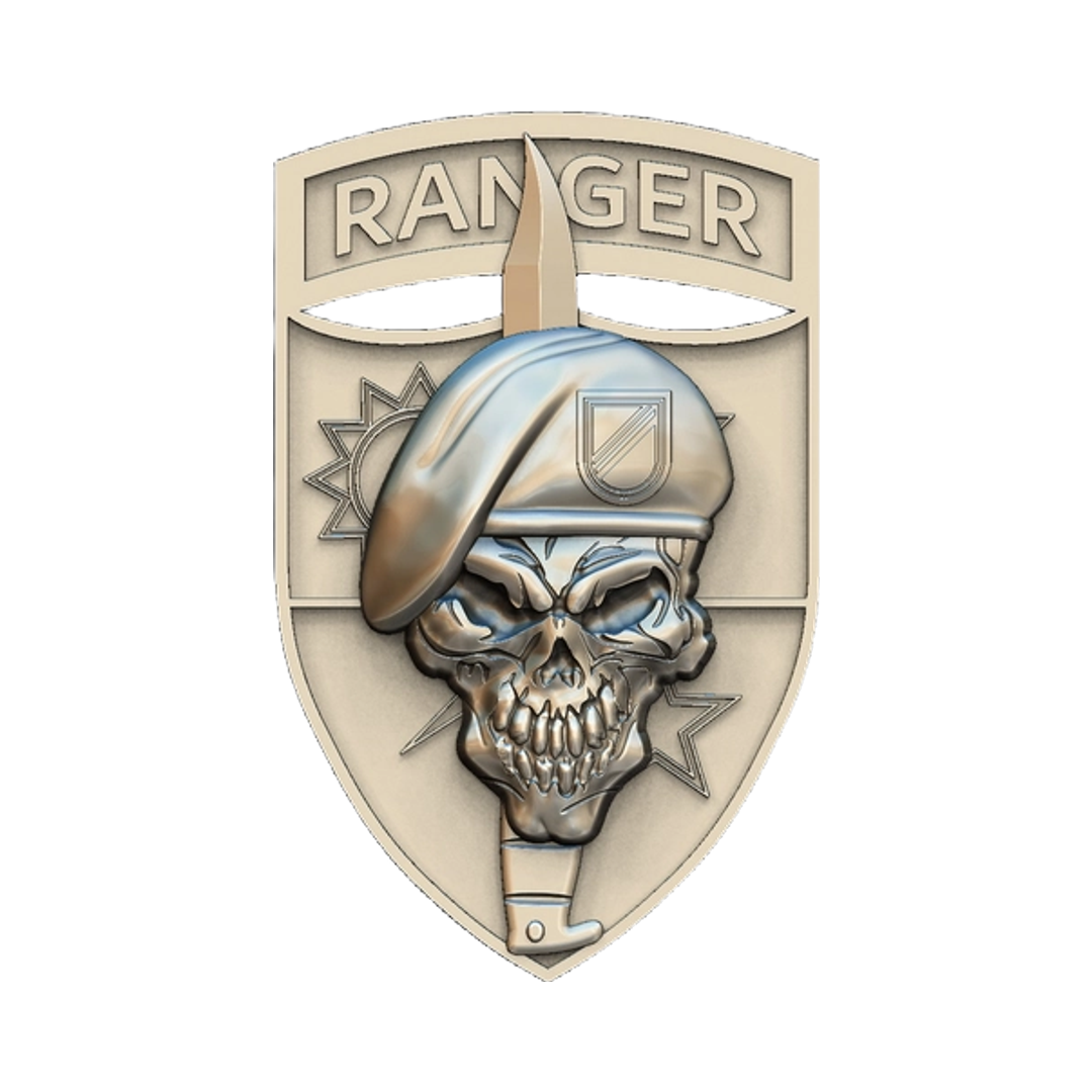 Army Ranger Skull STL file for digital crafting, LightBurn and Vectric ready