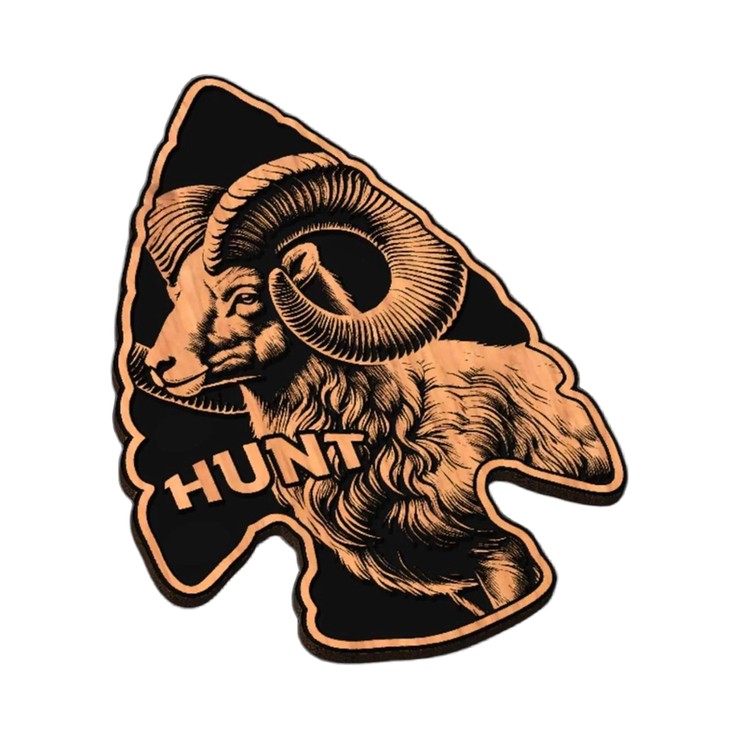 Hunting Arrowhead Big Horn Sheep SVG file for laser cutting and CNC routing, LightBurn and Vectric ready
