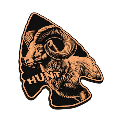 Hunting Arrowhead Big Horn Sheep SVG file for laser cutting and CNC routing, LightBurn and Vectric ready