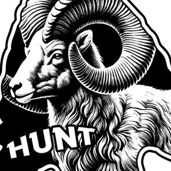 Hunting Arrowhead Big Horn Sheep detail view, ready for laser cutting and CNC routing