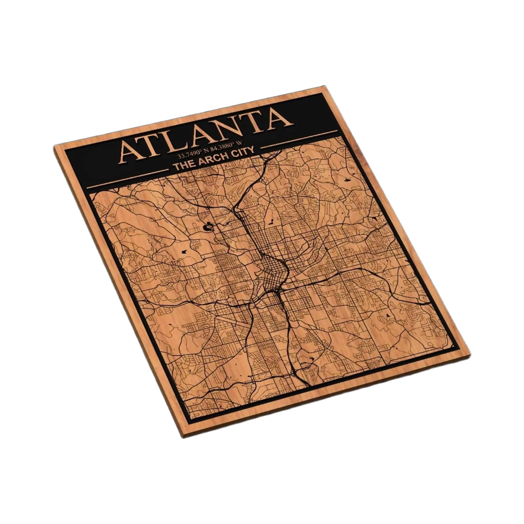 Atlanta, Georgia City Map SVG file for laser cutting and CNC routing, LightBurn and Vectric ready