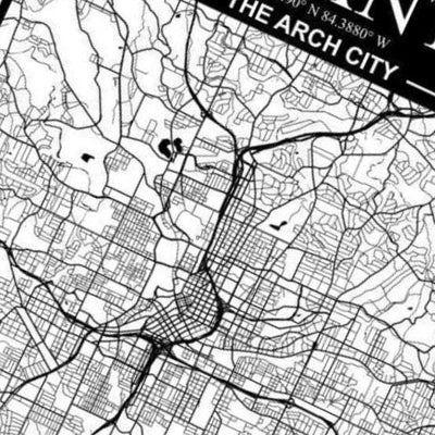 Atlanta, Georgia City Map detail view, ready for laser cutting and CNC routing