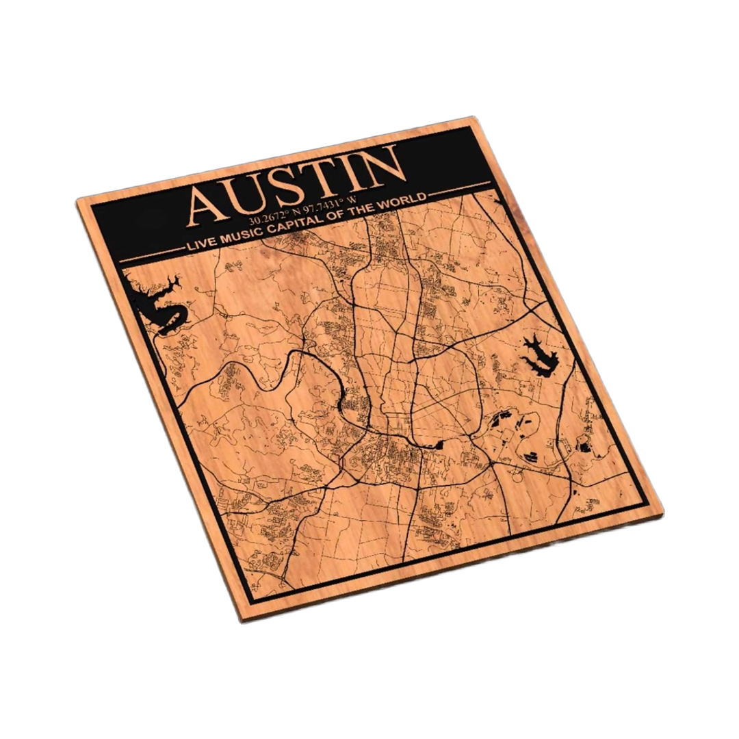 Austin, Texas City Map SVG file for laser cutting and CNC routing, LightBurn and Vectric ready