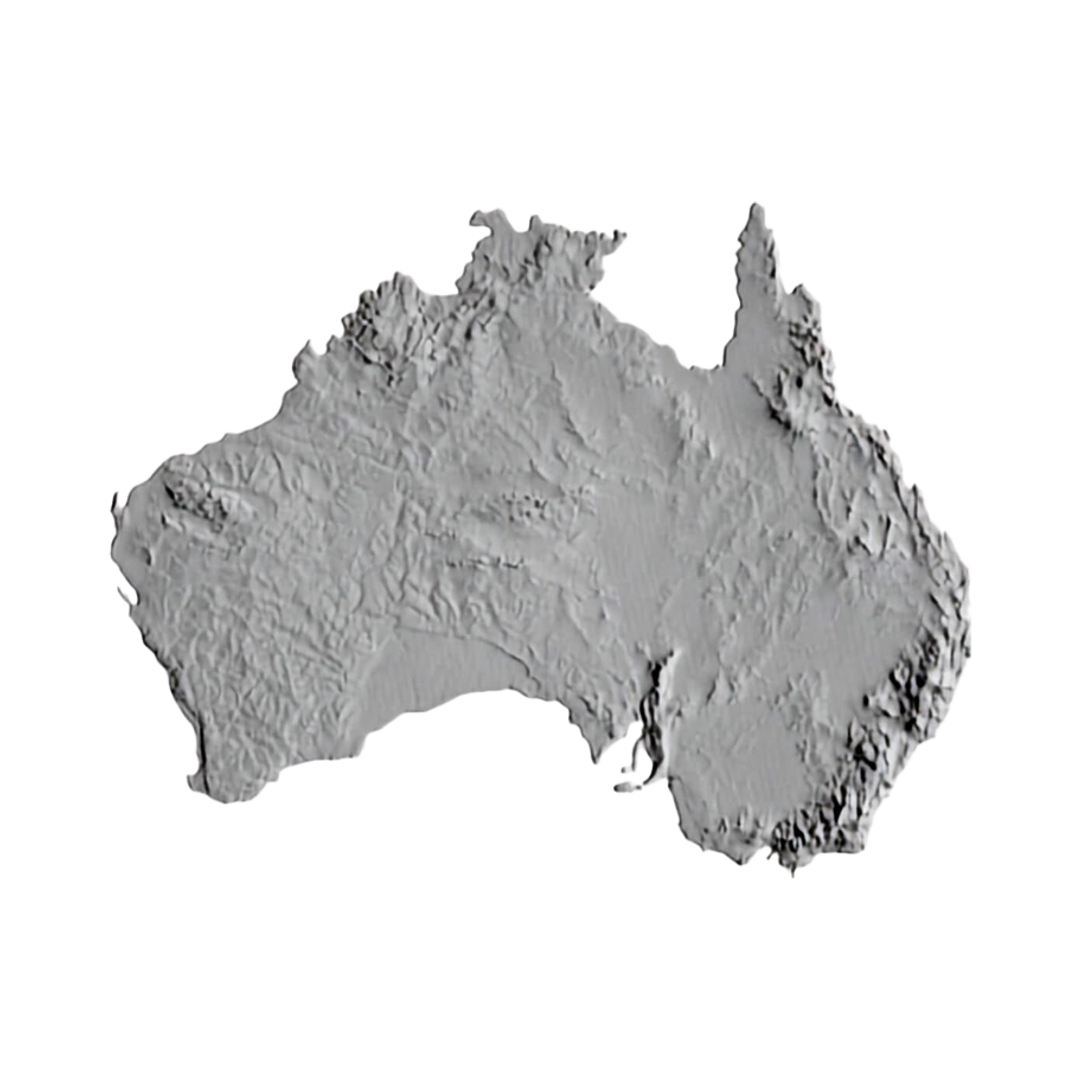 Australia Terrain Map STL file for 3D printing and CNC routing, LightBurn and Vectric ready