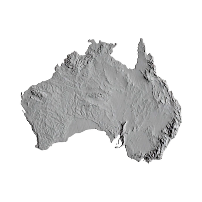 Australia Terrain Map STL file for 3D printing and CNC routing, LightBurn and Vectric ready