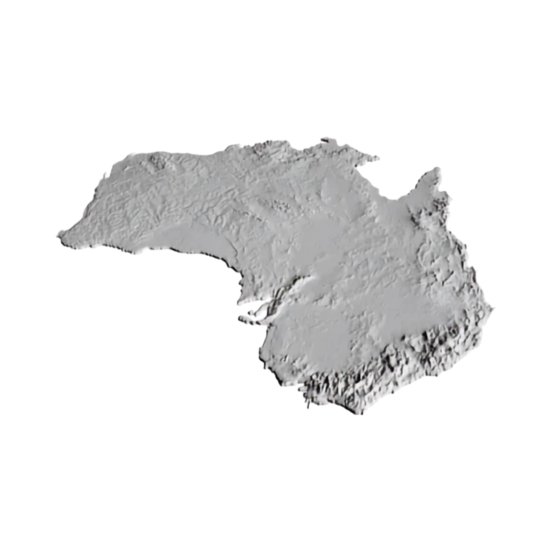 Australia Terrain Map detail view, ready for 3D printing and CNC routing