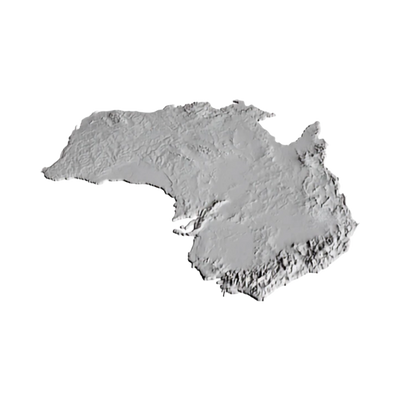 Australia Terrain Map detail view, ready for 3D printing and CNC routing