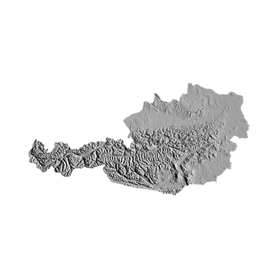 Austria Terrain Map STL file for 3D printing and CNC routing, LightBurn and Vectric ready