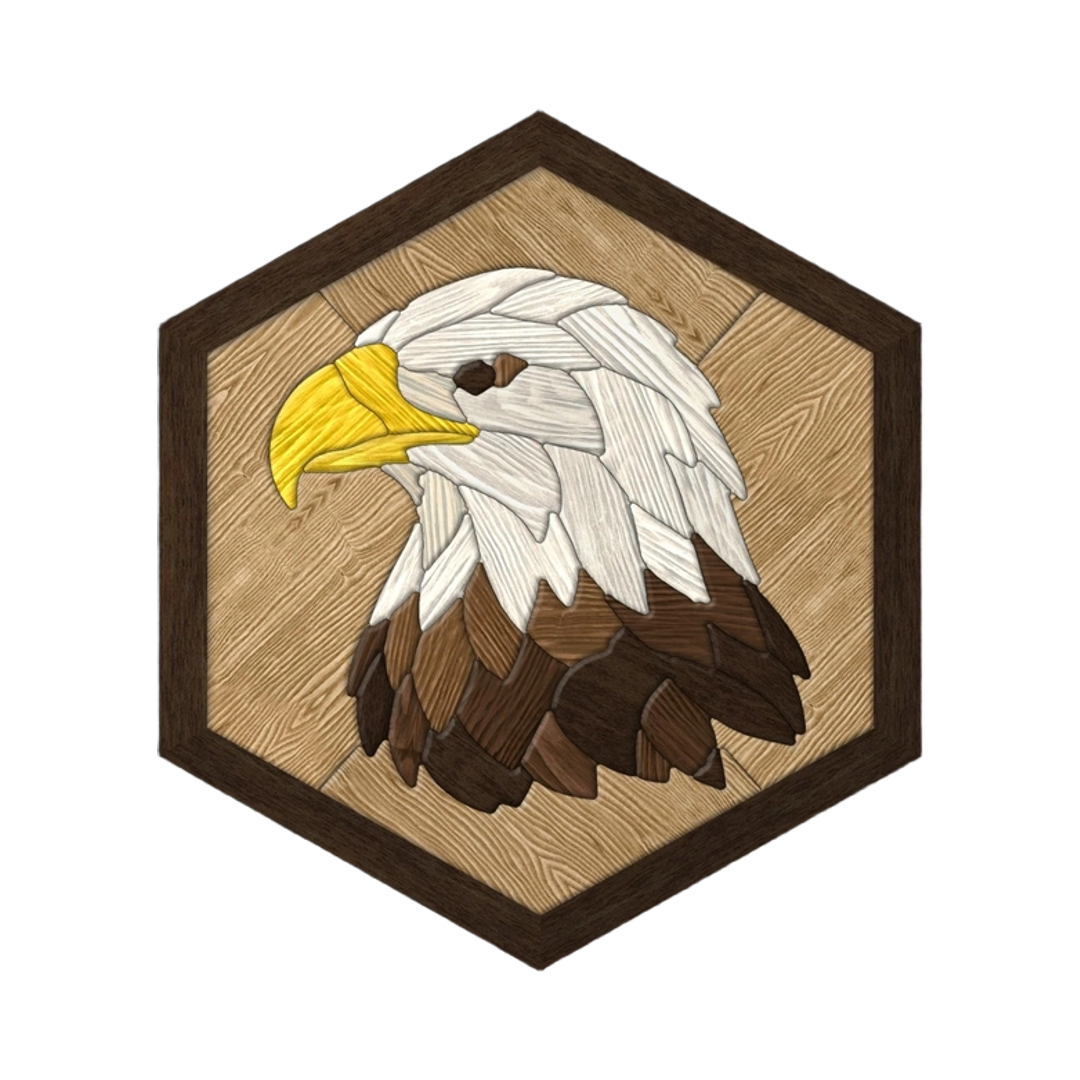 Bald Eagle Intarsia Pattern SVG file for digital crafting, LightBurn and Vectric ready