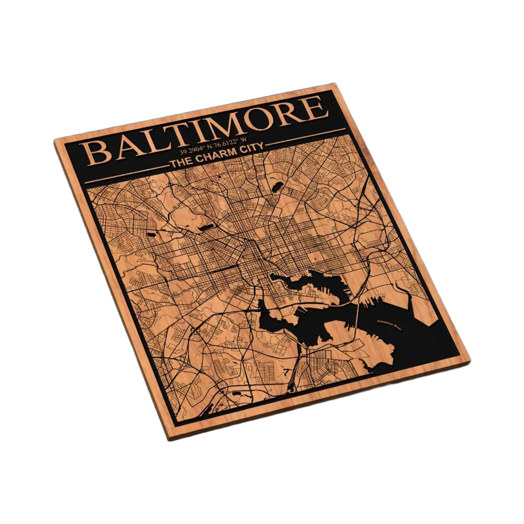 Baltimore Maryland City Map SVG file for laser cutting and CNC routing, LightBurn and Vectric ready