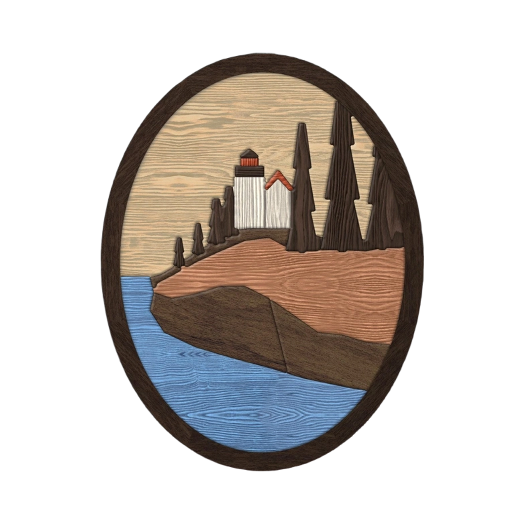 Bass Harbor Head Light Intarsia Pattern SVG file for digital crafting, LightBurn and Vectric ready
