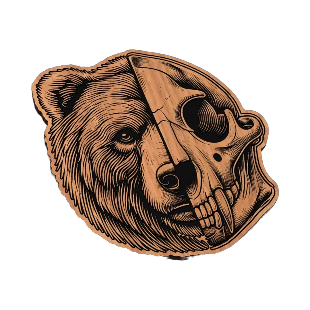 Bear Skull SVG file for laser cutting and CNC routing, LightBurn and Vectric ready