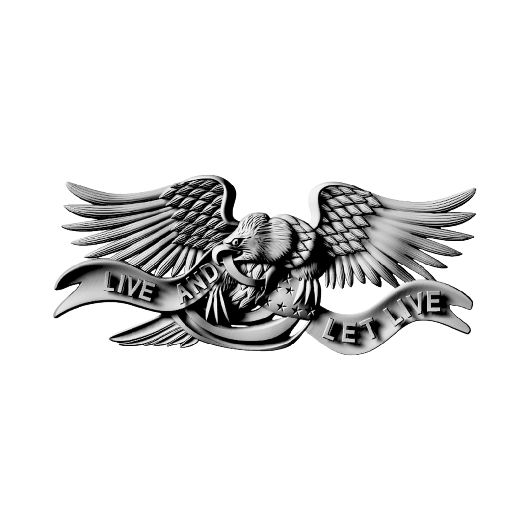 Bellamy Eagle - Live and Let Live STL file for 3D printing and CNC routing, LightBurn and Vectric ready