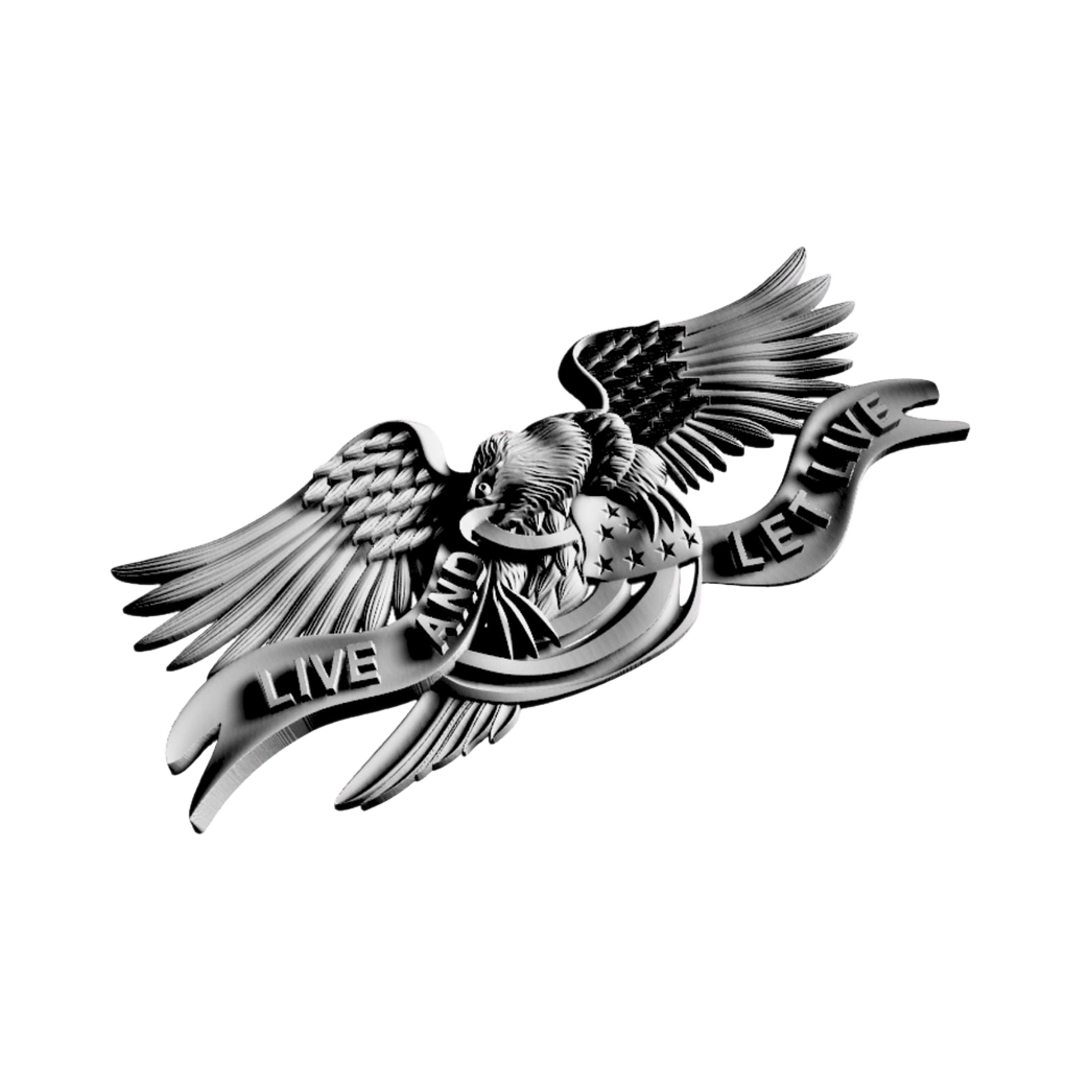 Bellamy Eagle - Live and Let Live detail view, ready for 3D printing and CNC routing