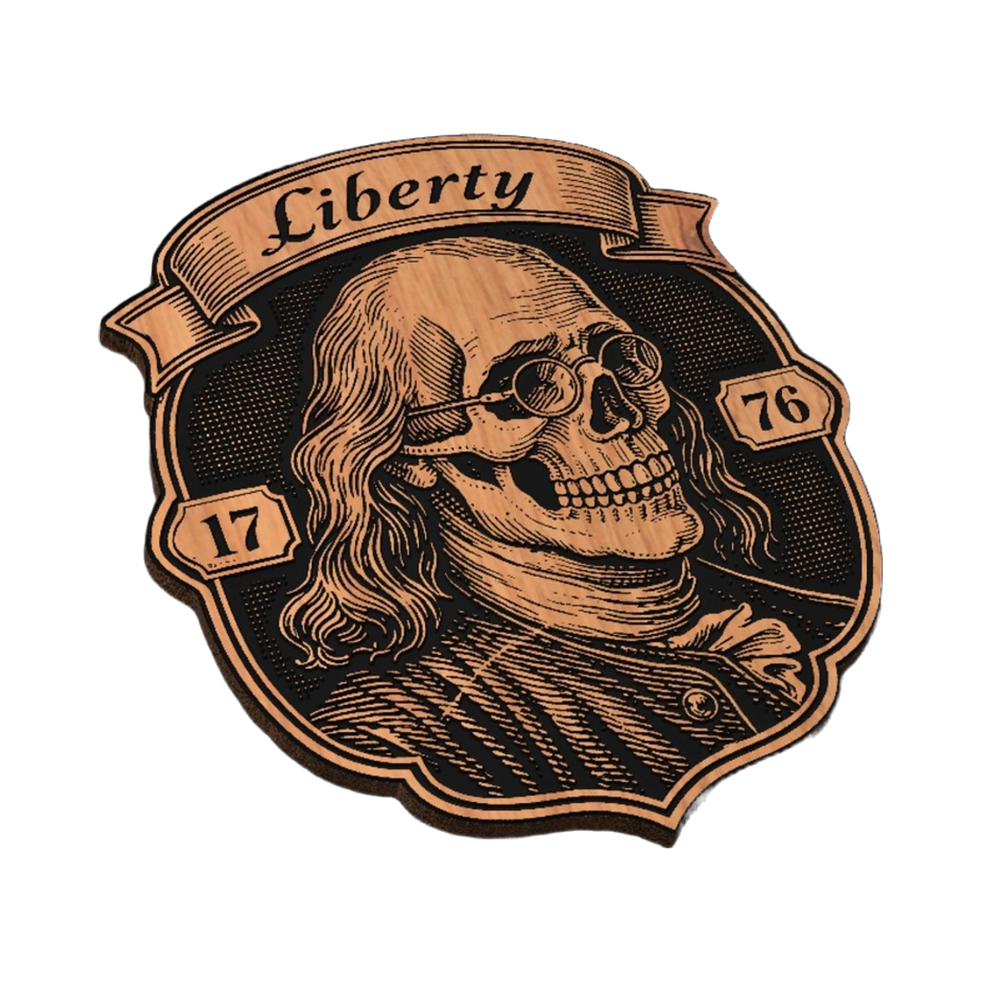 Ben Franklin Liberty Skull SVG file for digital crafting, LightBurn and Vectric ready