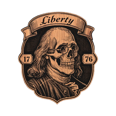 Ben Franklin Liberty Skull detail view, ready for digital crafting