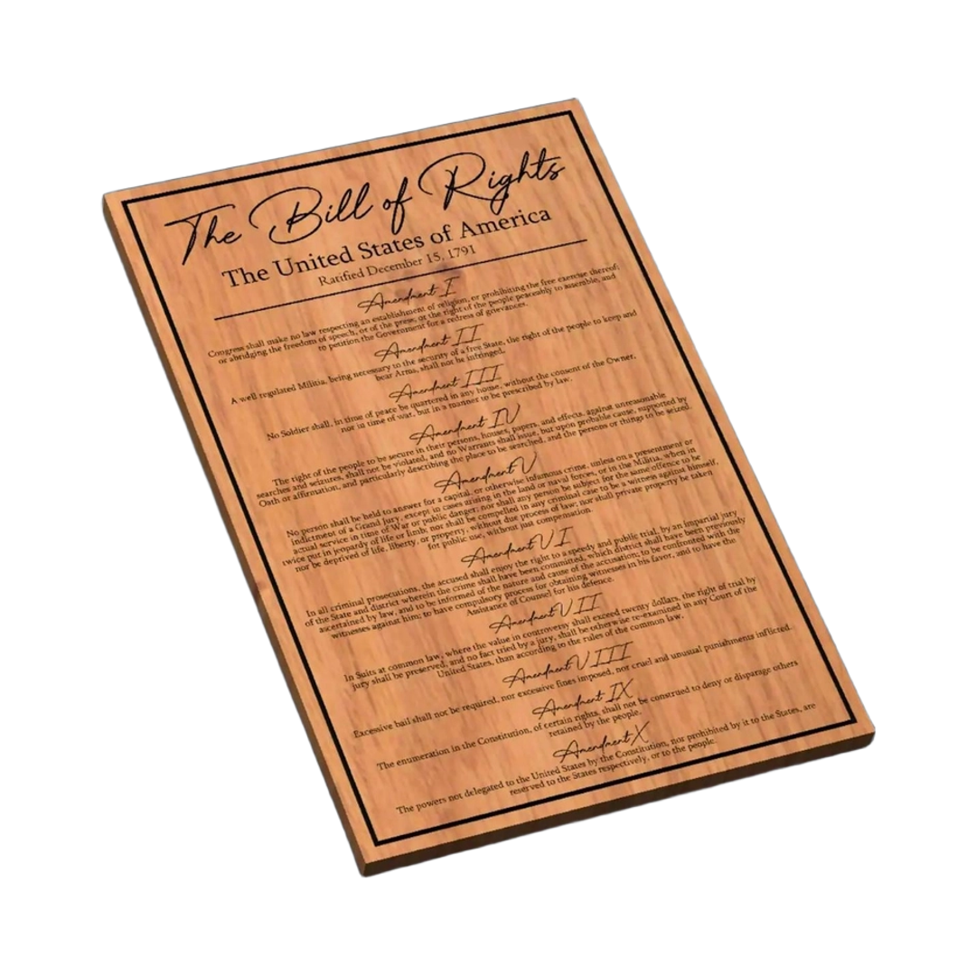 Bill of Rights SVG file for laser cutting and CNC routing, LightBurn and Vectric ready