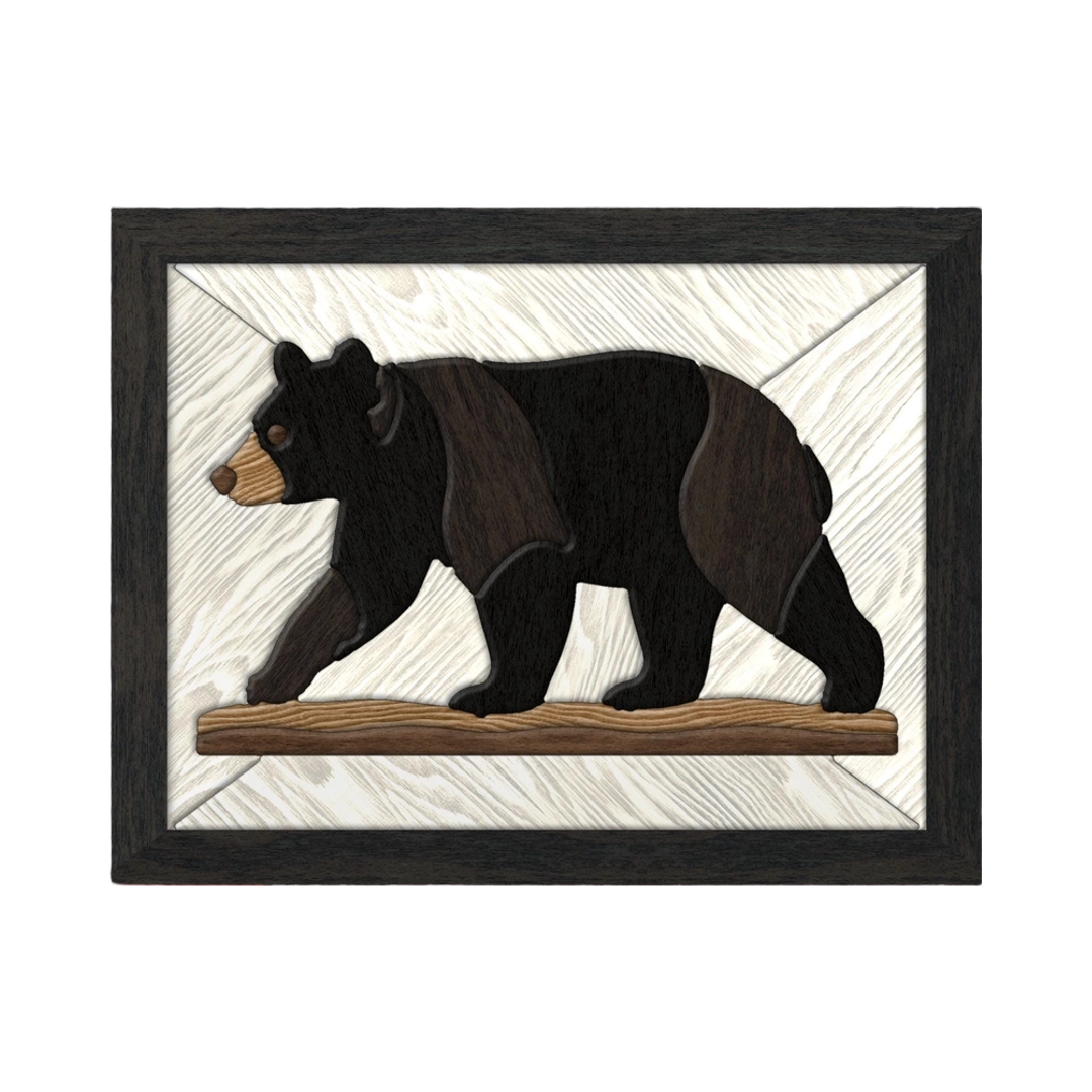 Black Bear Intarsia Pattern SVG file for digital crafting, LightBurn and Vectric ready