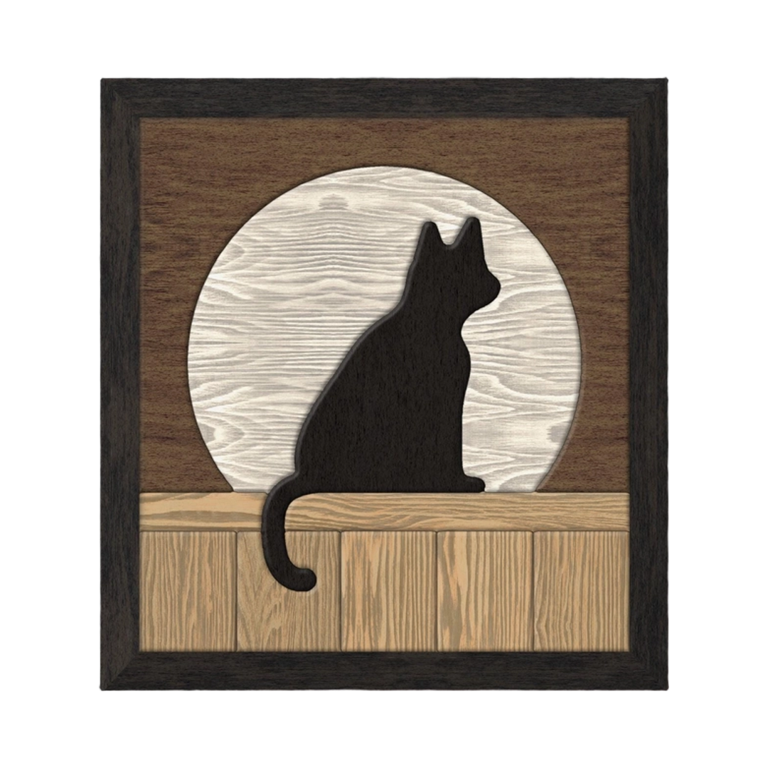 Black Cat Intarsia SVG file for digital crafting, LightBurn and Vectric ready