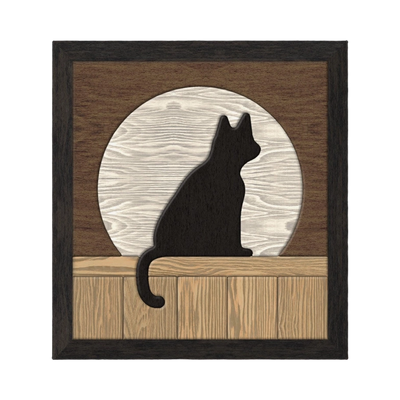 Black Cat Intarsia SVG file for digital crafting, LightBurn and Vectric ready
