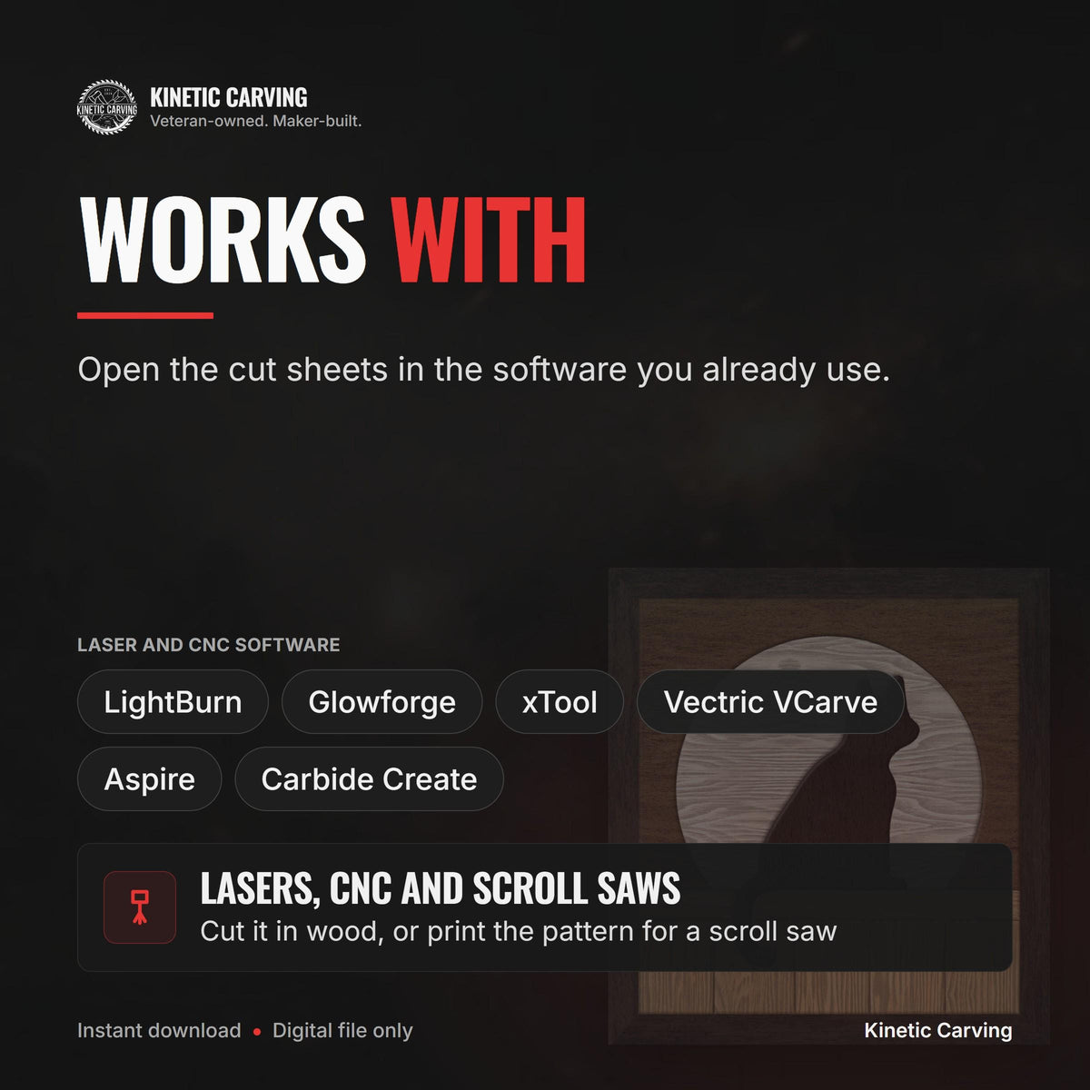 Black Cat Intarsia compatible with LightBurn and Vectric