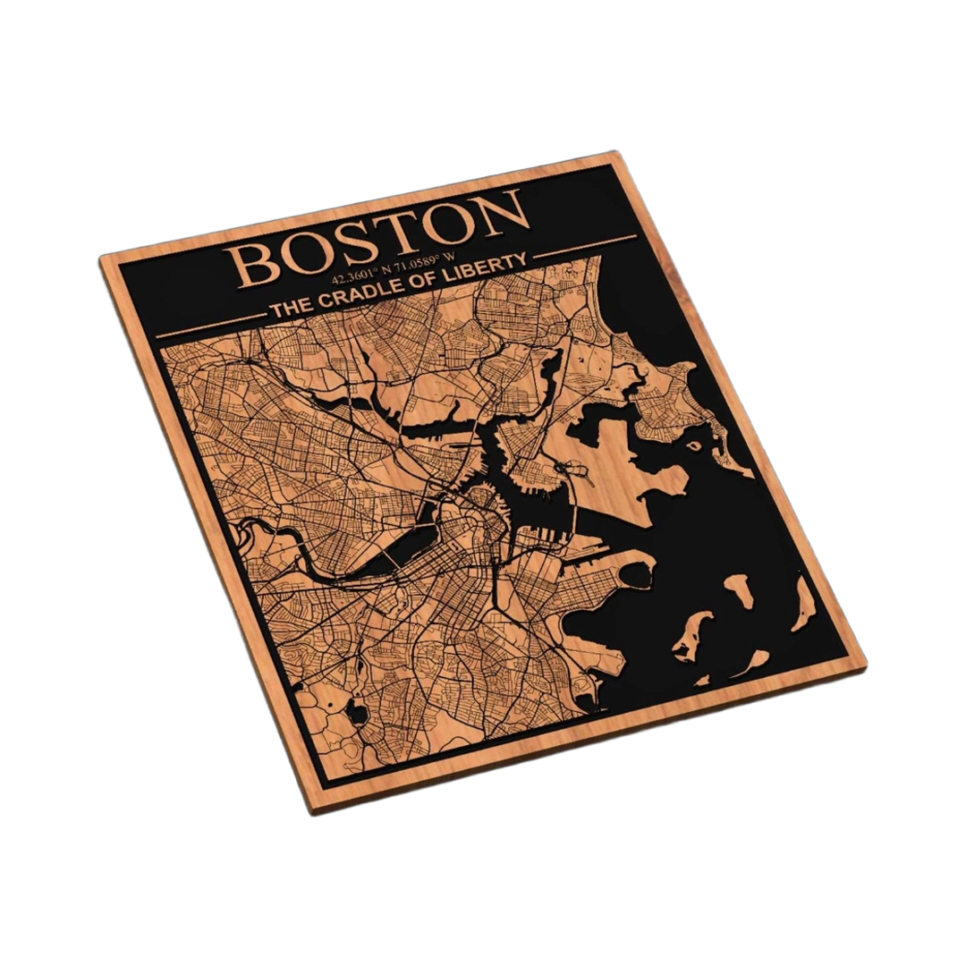 Boston, Massachusetts City Map SVG file for laser cutting and CNC routing, LightBurn and Vectric ready