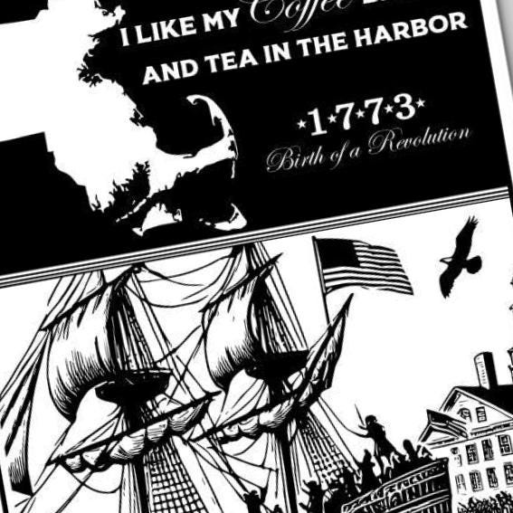Boston Tea Party Sign detail view, ready for laser cutting and CNC routing
