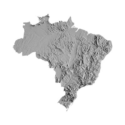 Brazil Terrain Map STL file for 3D printing and CNC routing, LightBurn and Vectric ready