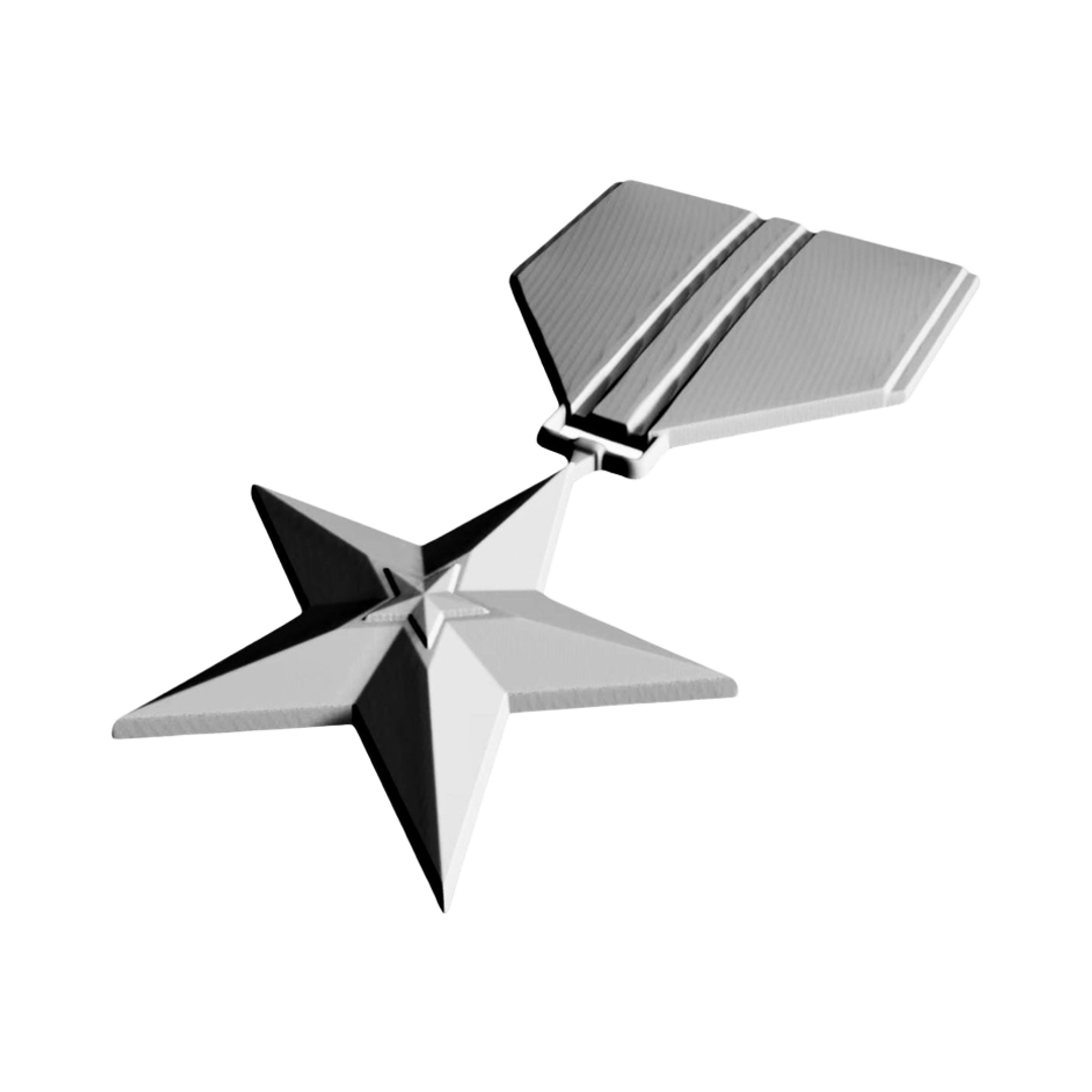 Bronze Star Military Award detail view, ready for 3D printing and CNC routing